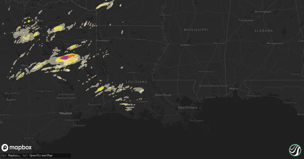Hail map in Louisiana on May 18, 2019