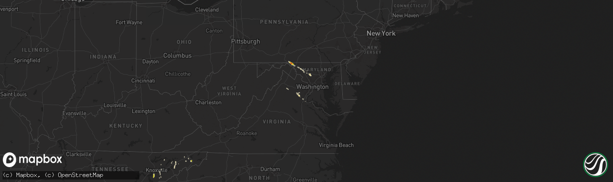 Hail map in Maryland on May 18, 2019