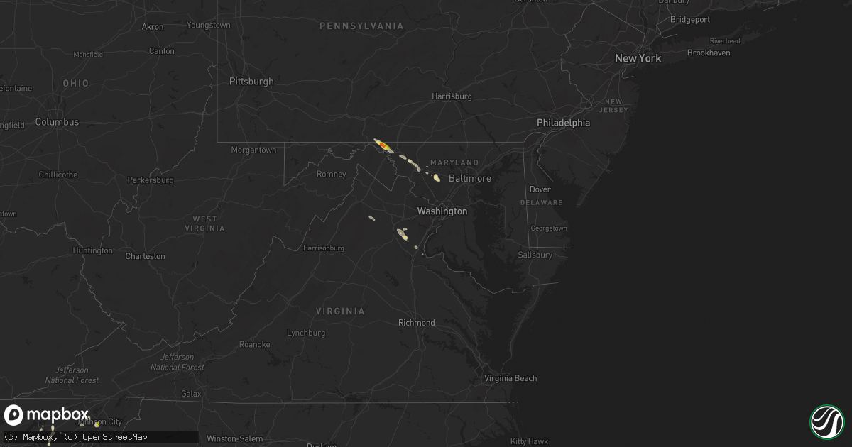 Hail map in Maryland on May 18, 2019