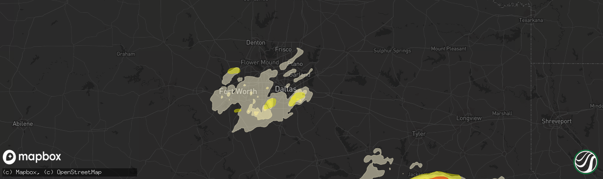 Hail map in Mesquite, TX on May 18, 2019