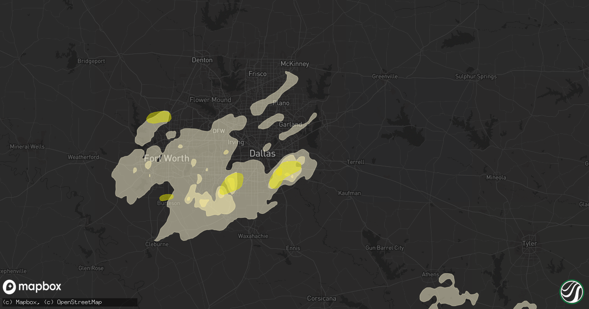 Hail map in Mesquite, TX on May 18, 2019