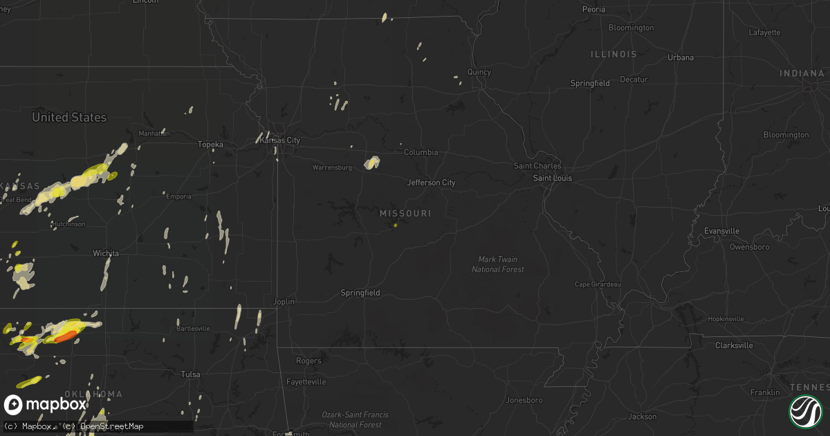 Hail map in Missouri on May 18, 2019