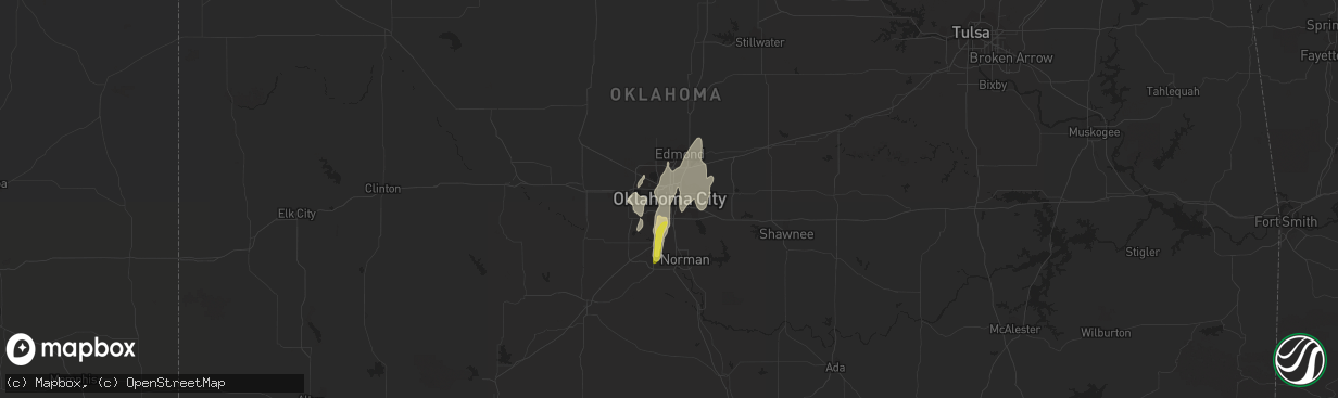 Hail map in Oklahoma City, OK on May 18, 2019