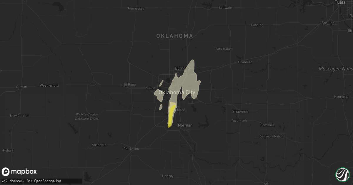 Hail map in Oklahoma City, OK on May 18, 2019