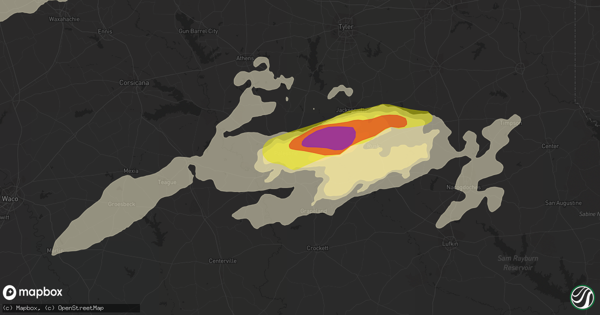 Hail map in Palestine, TX on May 18, 2019
