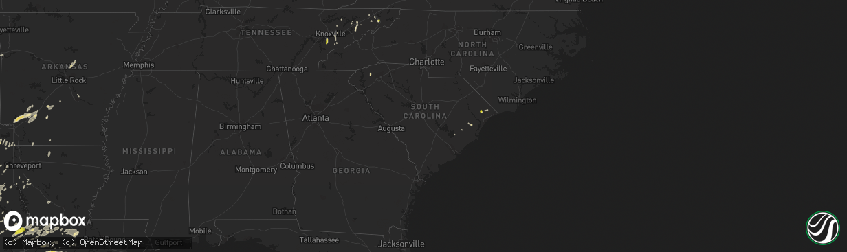 Hail map in South Carolina on May 18, 2019