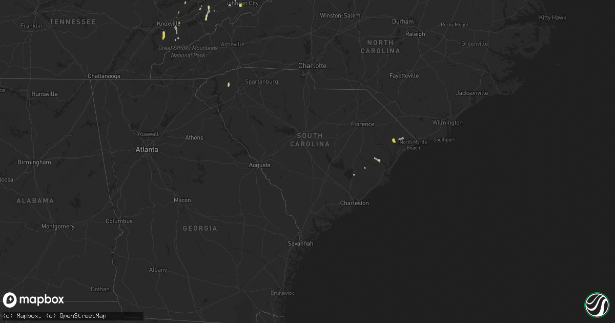 Hail map in South Carolina on May 18, 2019