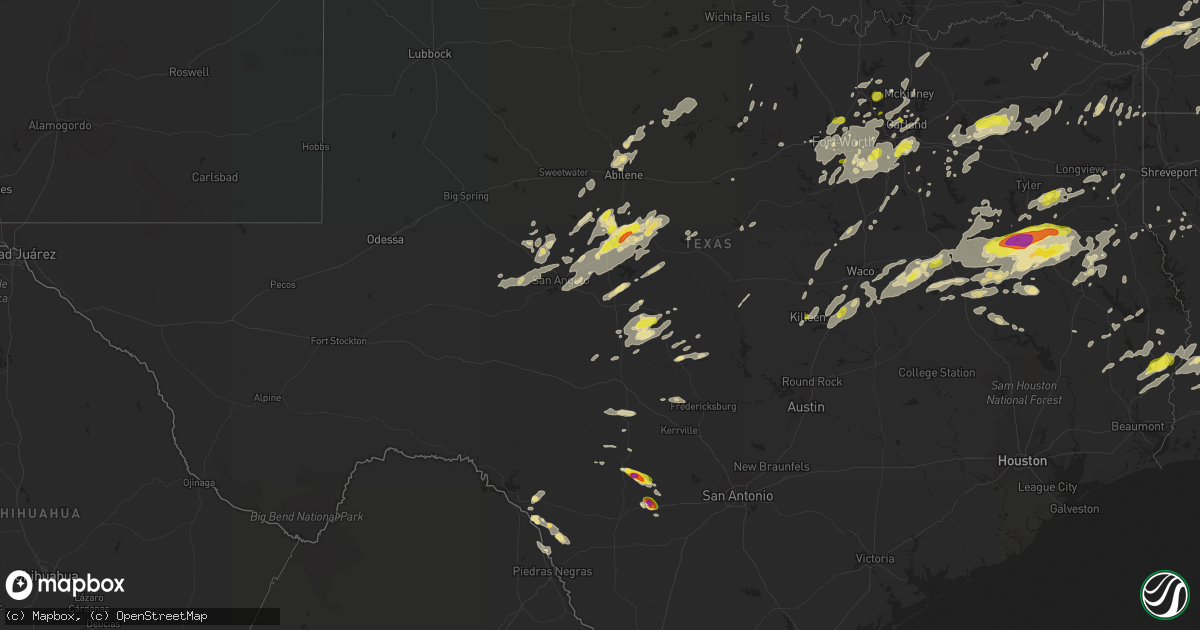 Hail map in Texas on May 18, 2019