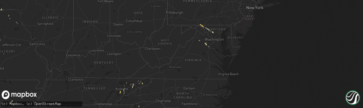 Hail map in Virginia on May 18, 2019