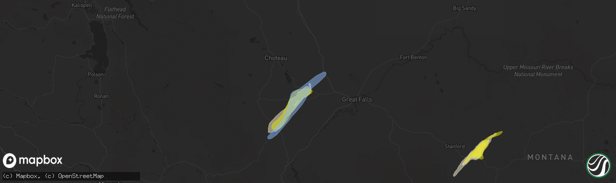 Hail map in Fort Shaw, MT on May 18, 2020