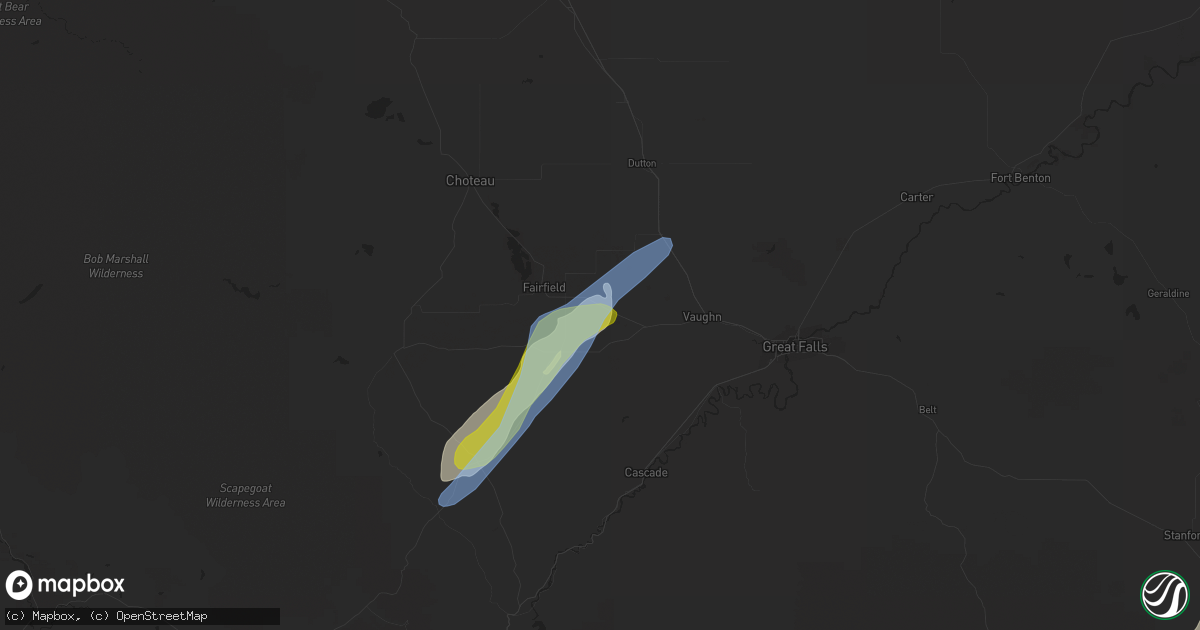 Hail map in Fort Shaw, MT on May 18, 2020