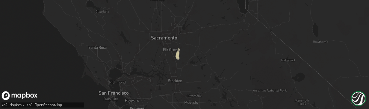 Hail map in Herald, CA on May 18, 2020