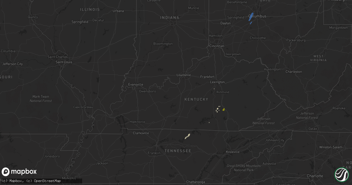 Hail map in Kentucky on May 18, 2020