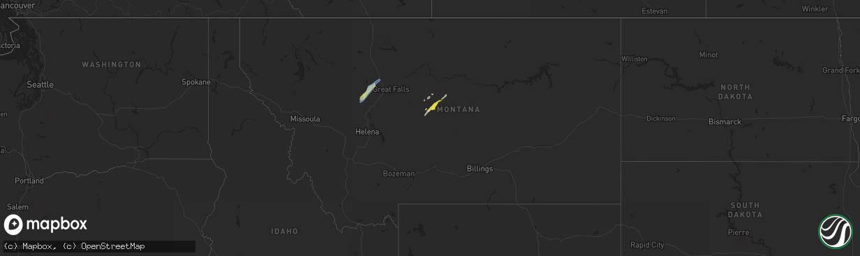 Hail map in Montana on May 18, 2020