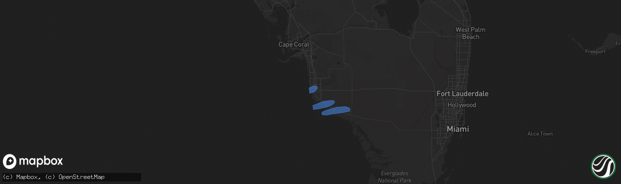 Hail map in Naples, FL on May 18, 2020