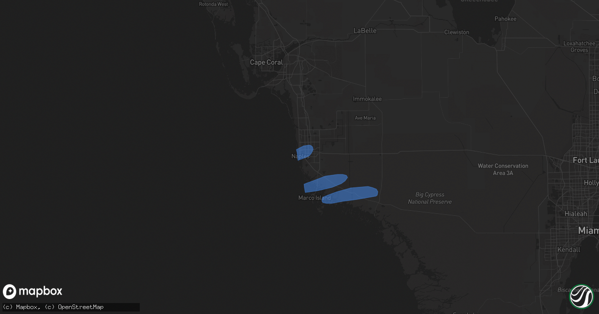 Hail map in Naples, FL on May 18, 2020