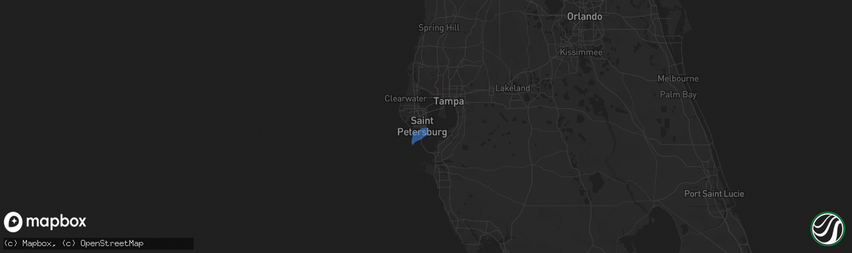 Hail map in Saint Petersburg, FL on May 18, 2020