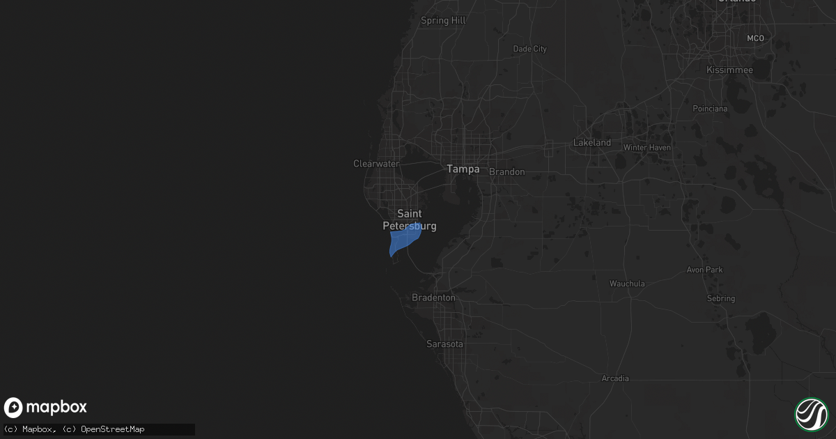 Hail map in Saint Petersburg, FL on May 18, 2020