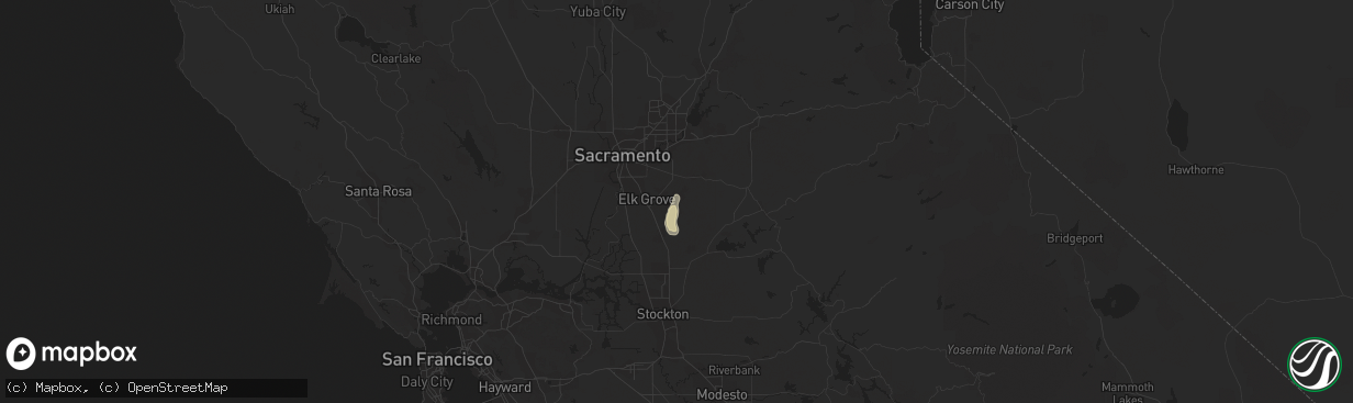 Hail map in Wilton, CA on May 18, 2020