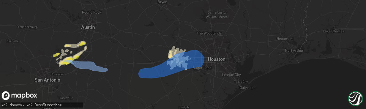 Hail map in Brookshire, TX on May 18, 2021