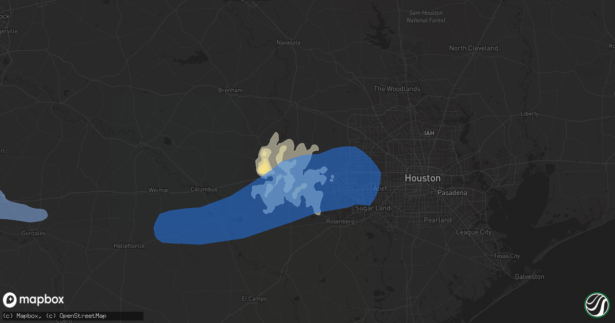 Hail map in Brookshire, TX on May 18, 2021