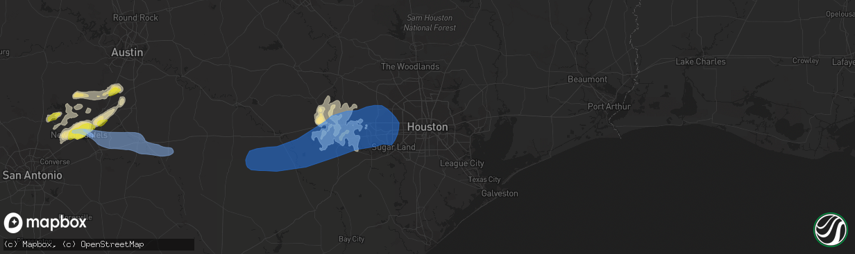 Hail map in Houston, TX on May 18, 2021