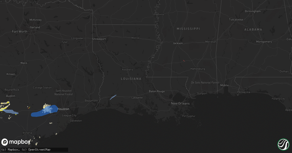 Hail map in Louisiana on May 18, 2021