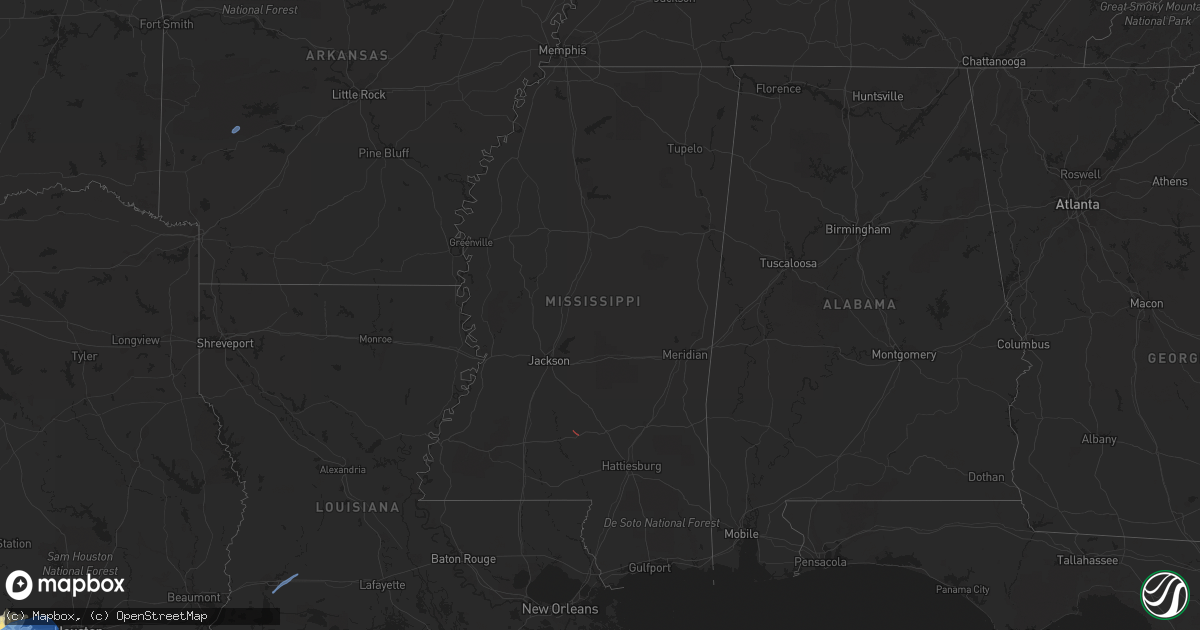 Hail map in Mississippi on May 18, 2021