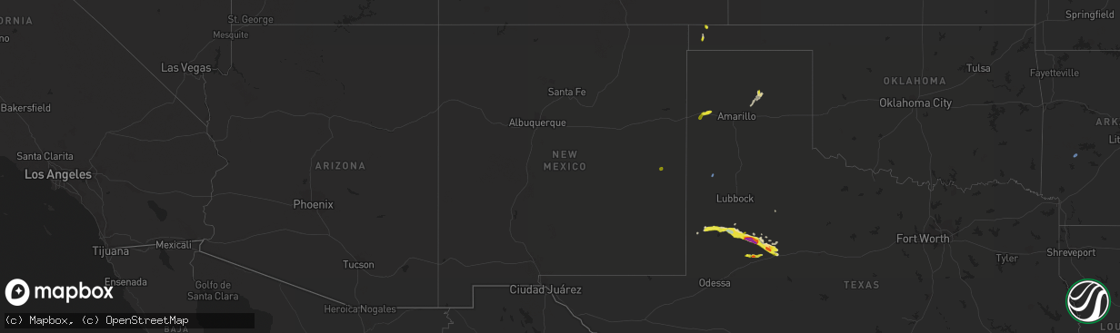 Hail map in New Mexico on May 18, 2021