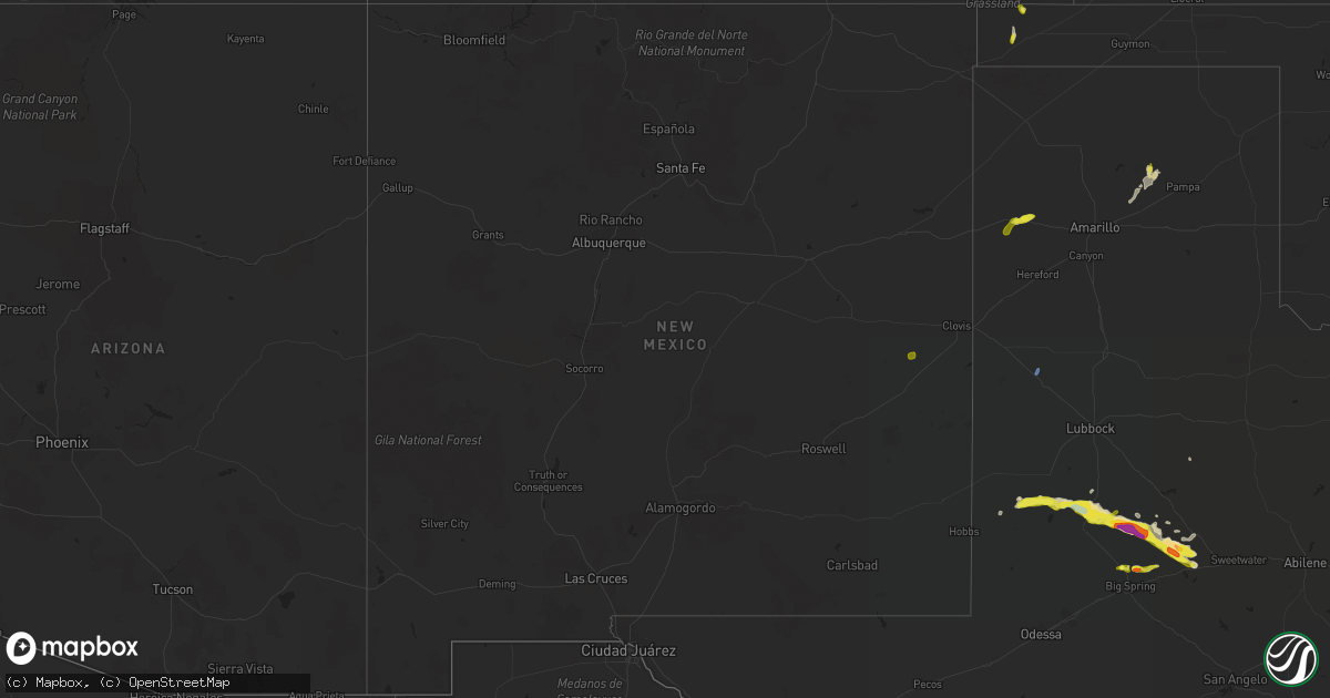 Hail map in New Mexico on May 18, 2021