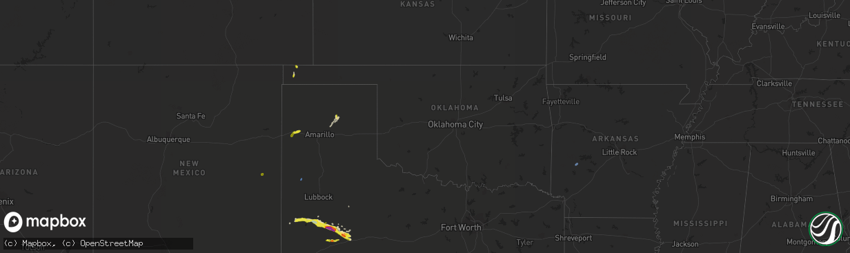 Hail map in Oklahoma on May 18, 2021