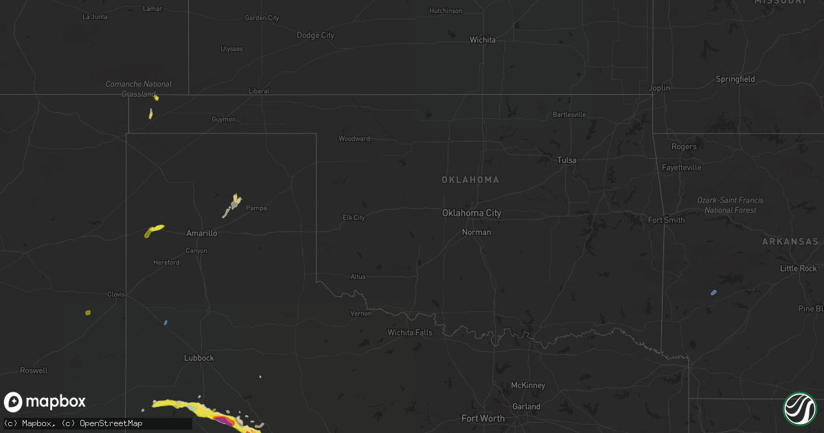 Hail map in Oklahoma on May 18, 2021