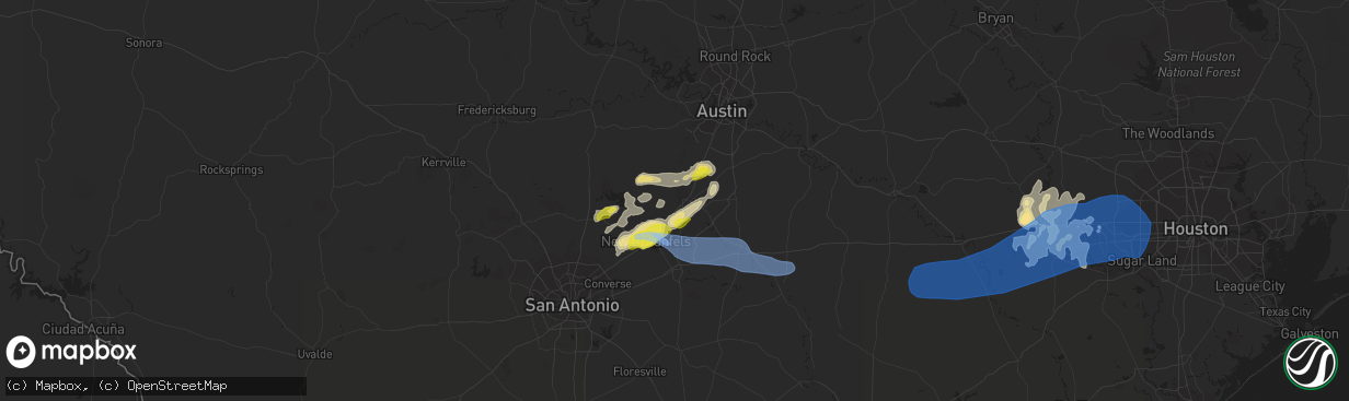 Hail map in San Marcos, TX on May 18, 2021