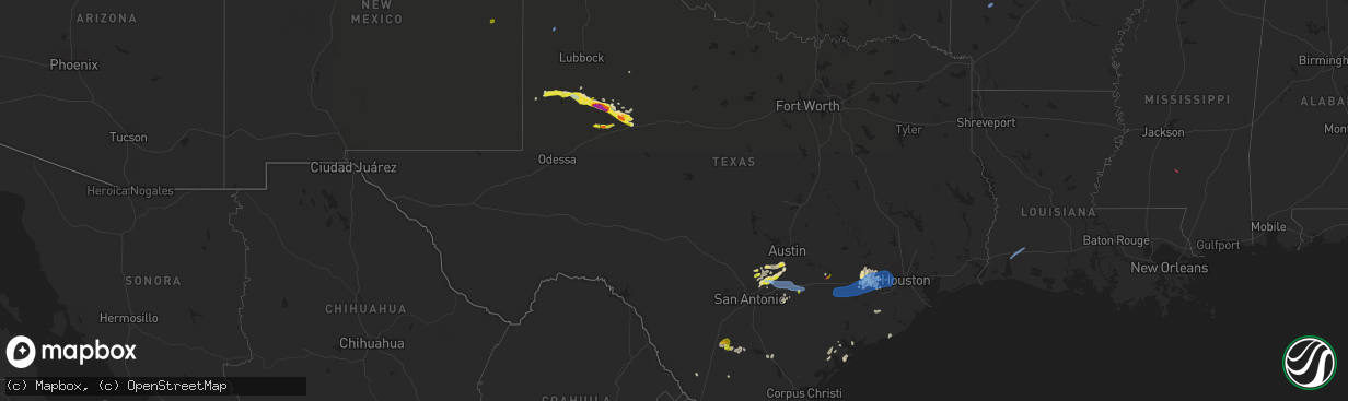 Hail map in Texas on May 18, 2021