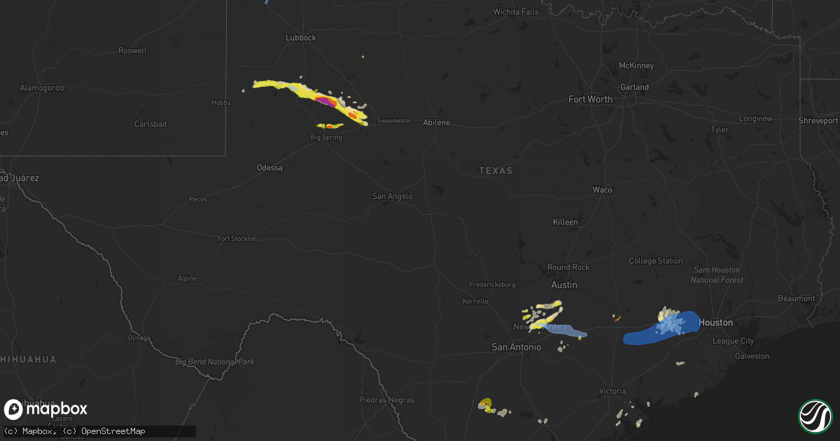 Hail map in Texas on May 18, 2021