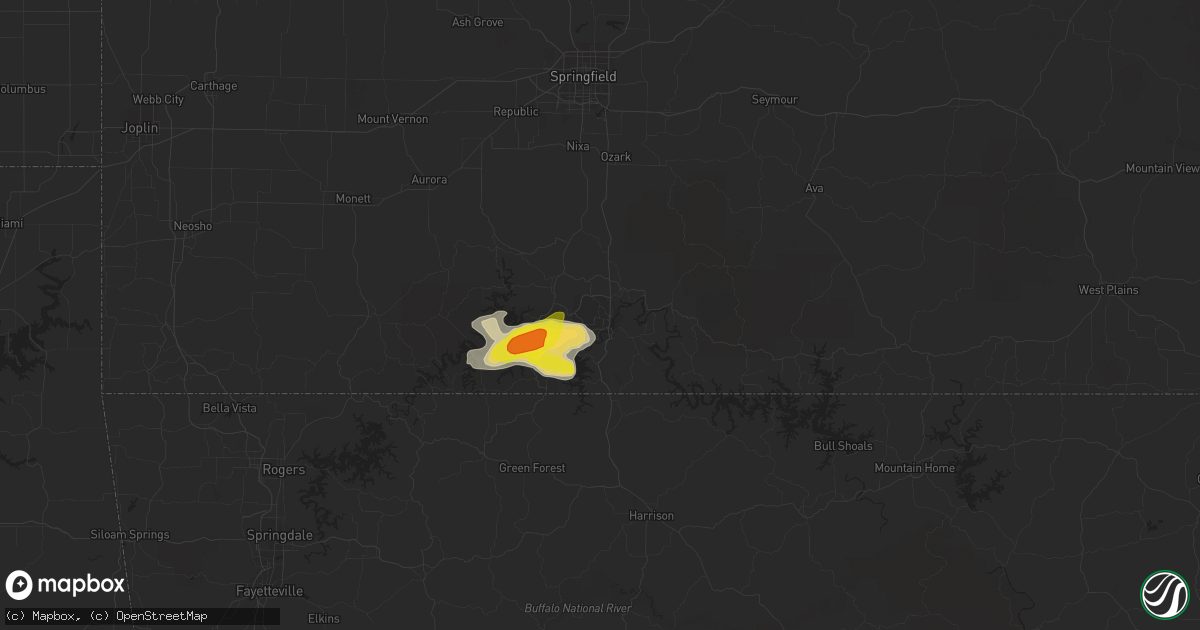 Hail map in Branson, MO on May 18, 2022