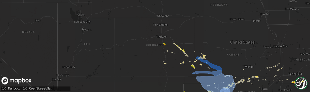 Hail map in Colorado on May 18, 2022