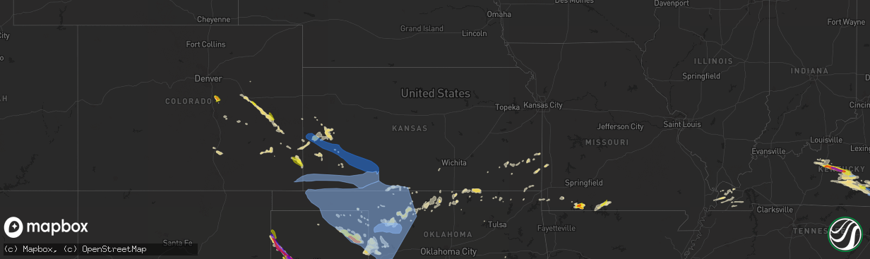 Hail map in Kansas on May 18, 2022