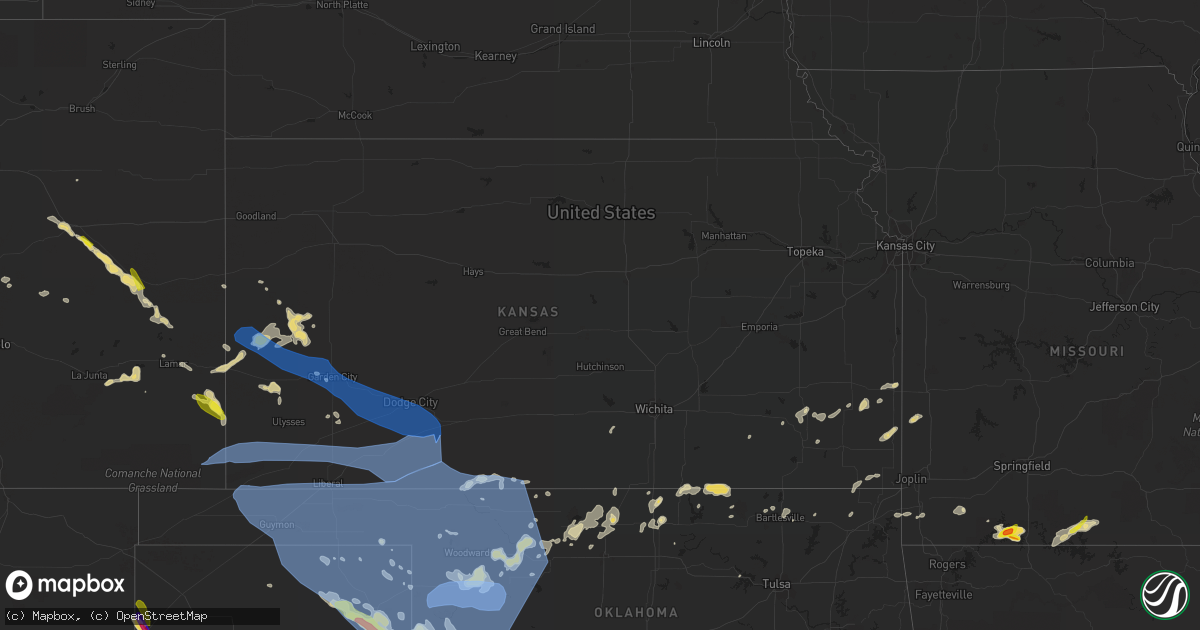 Hail map in Kansas on May 18, 2022