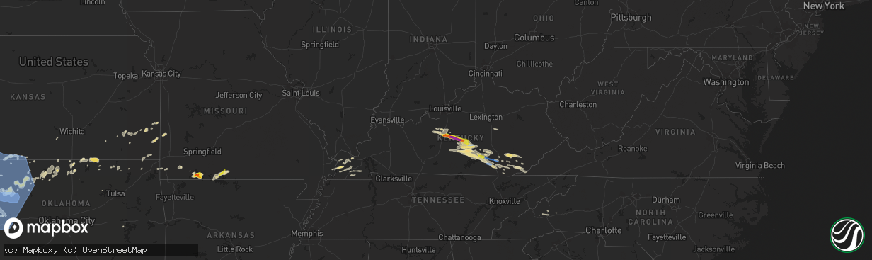 Hail map in Kentucky on May 18, 2022