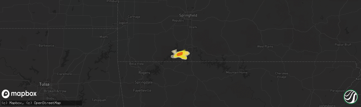 Hail map in Kimberling City, MO on May 18, 2022