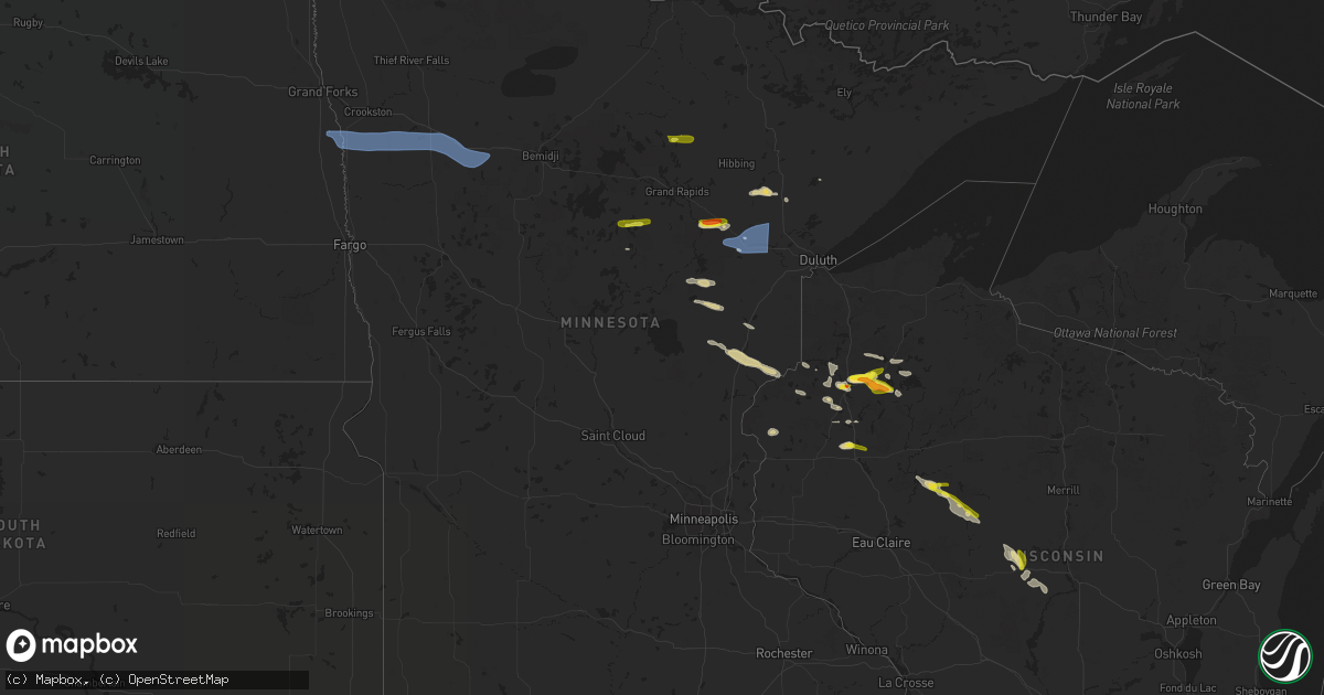 Hail map in Minnesota on May 18, 2022
