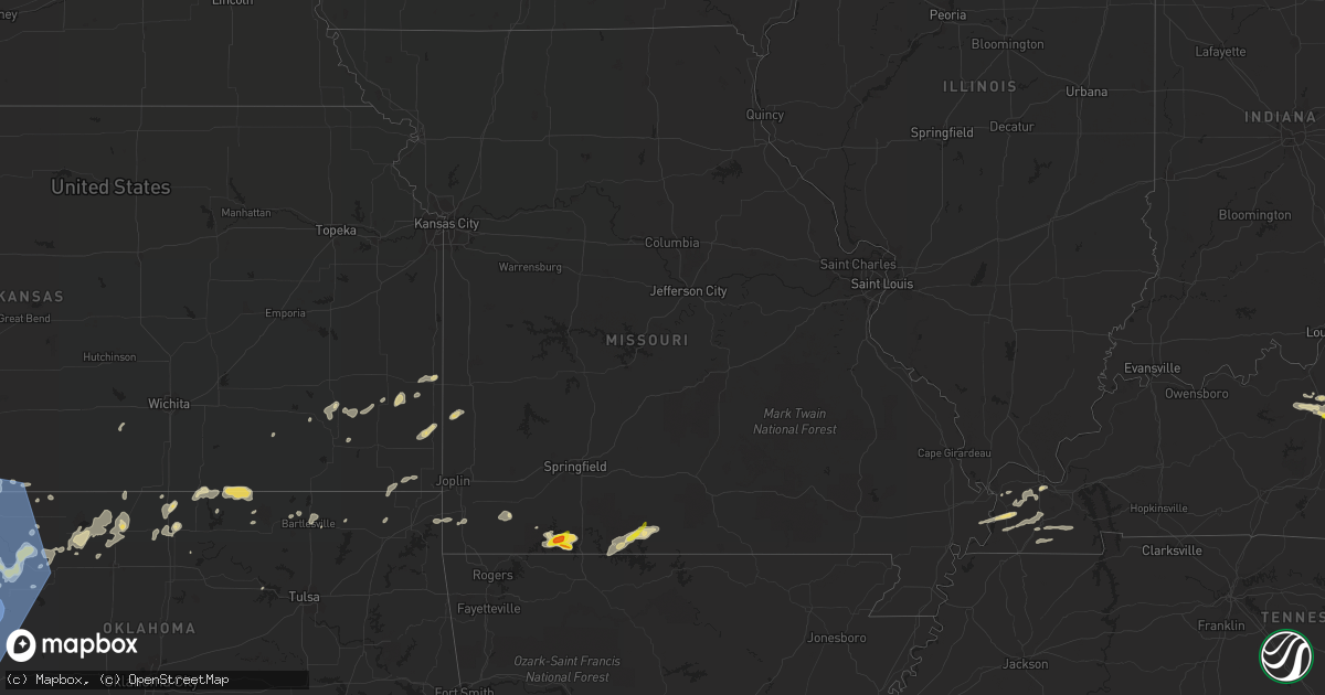 Hail map in Missouri on May 18, 2022