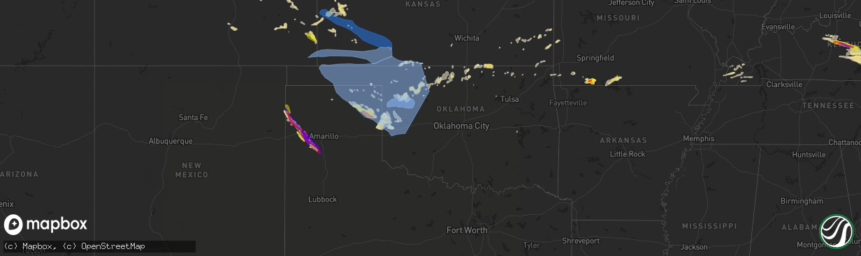 Hail map in Oklahoma on May 18, 2022