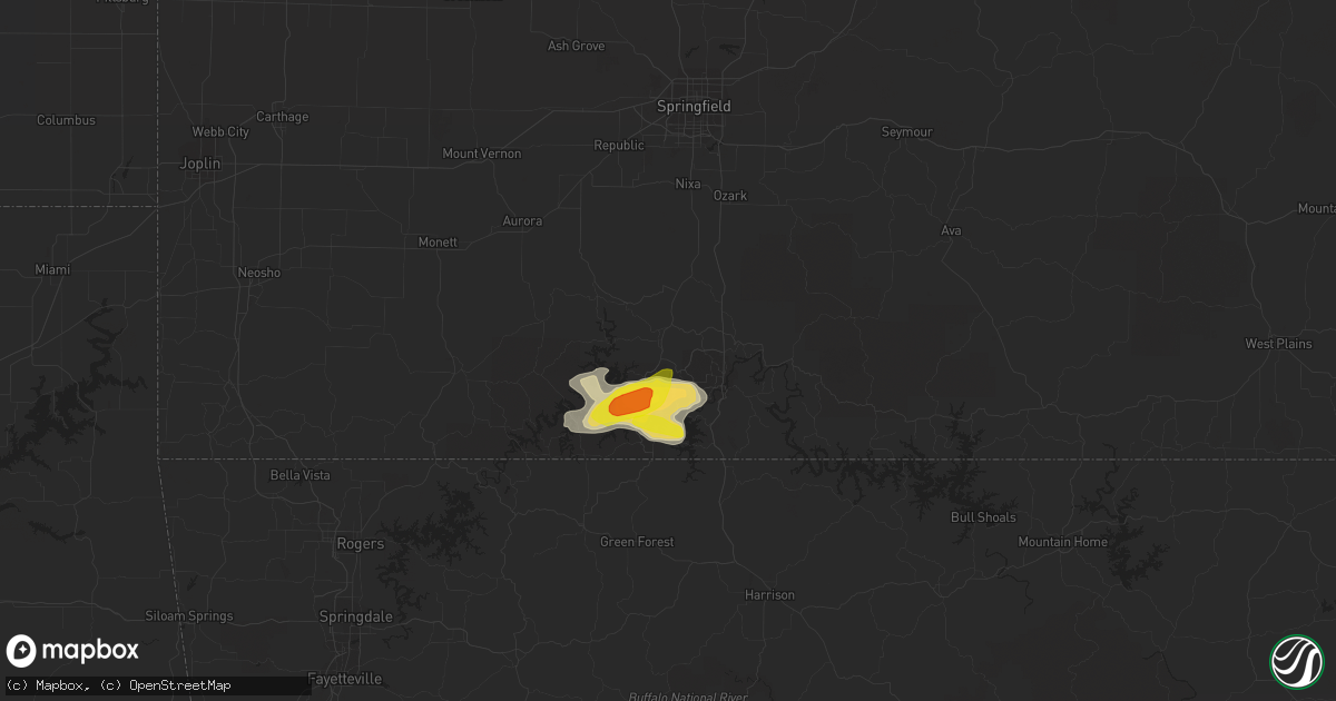 Hail map in Reeds Spring, MO on May 18, 2022