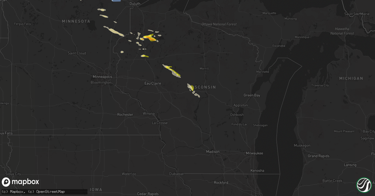 Hail map in Wisconsin on May 18, 2022