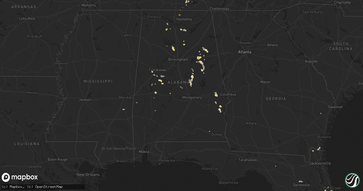 Hail map in Alabama on May 18, 2023