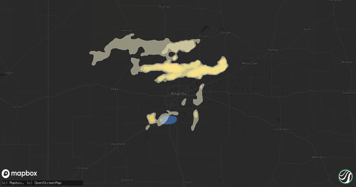 Hail map in Amarillo, TX on May 18, 2023