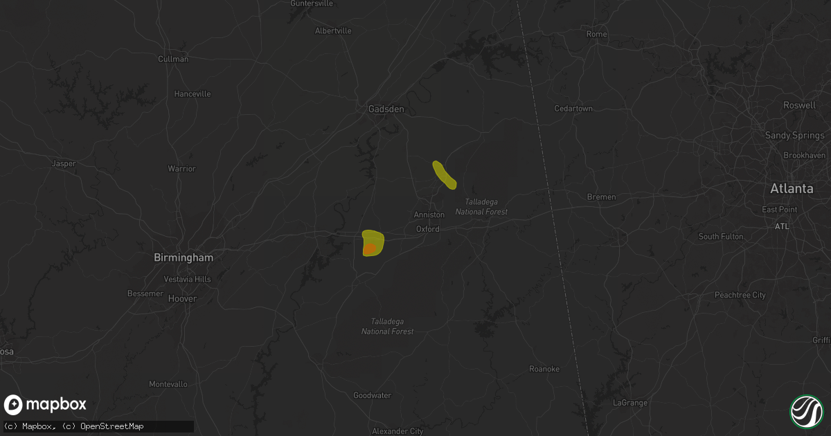 Hail map in Anniston, AL on May 18, 2023