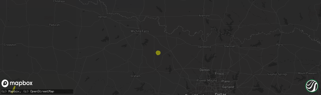 Hail map in Bellevue, TX on May 18, 2023